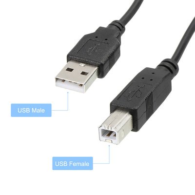Harfington USB Printer Cable with ON/Off Switch 2M USB Male to USB B/M Extension Cord 2Pcs