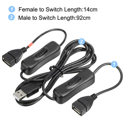 Harfington USB Extension Cable with ON/Off Switch 1 Meter USB Male to Dual Female 2Pcs