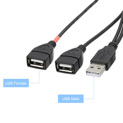 Harfington USB Extension Cable with ON/Off Switch 0.3 Meter USB Male to Dual Female