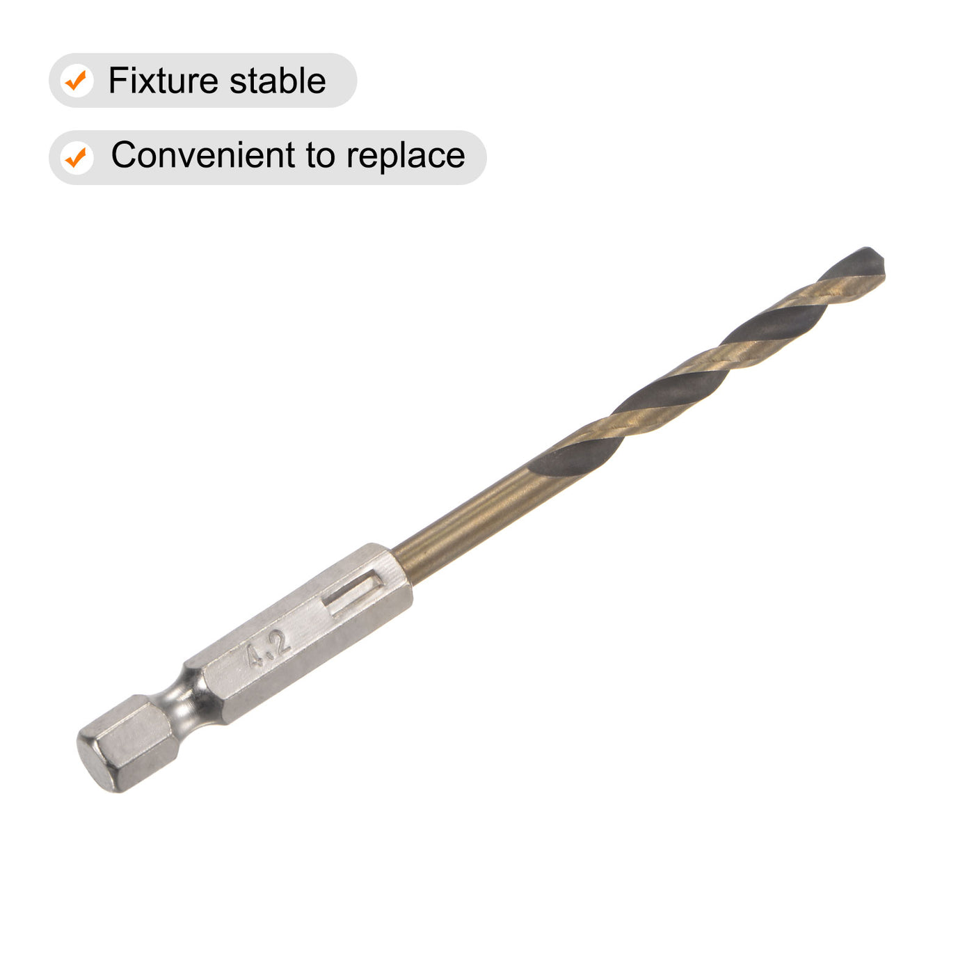 Uxcell 2 Pcs High Speed Steel Hex Shank Twist Drill Bit, 4.2mm Drilling ...