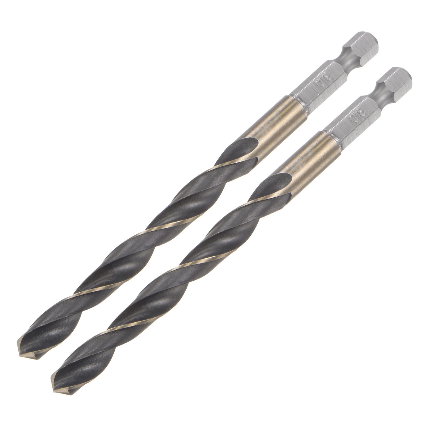 uxcell Uxcell 2Pcs 8mm High Speed Steel Twist Drill Bit with Hex Shank 116mm Length