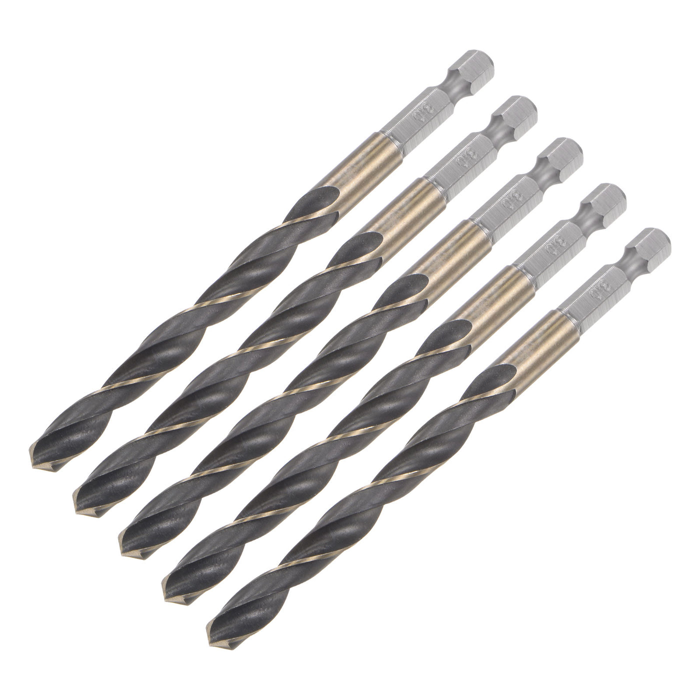 uxcell Uxcell 5Pcs 8mm High Speed Steel Twist Drill Bit with Hex Shank 116mm Length