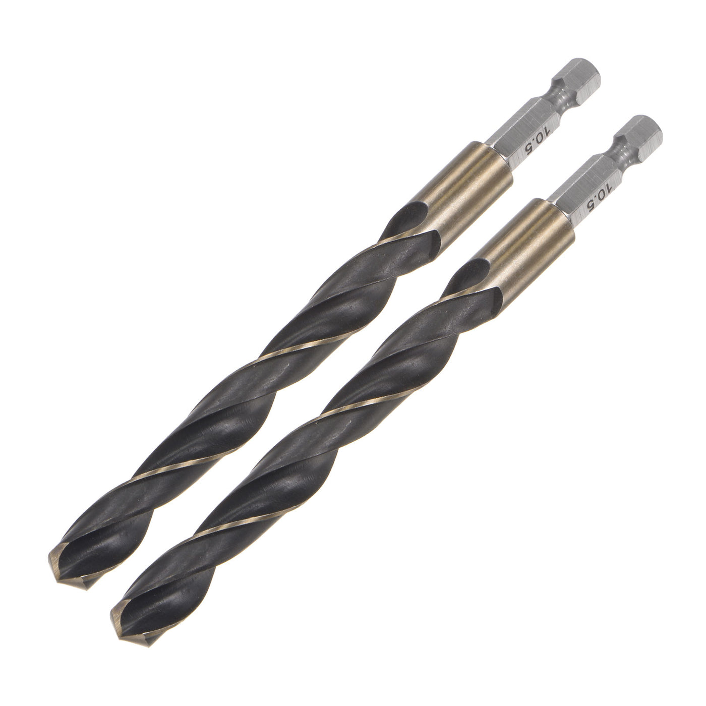 uxcell Uxcell 2Pcs 10.5mm High Speed Steel Twist Drill Bit with Hex Shank 132mm Length