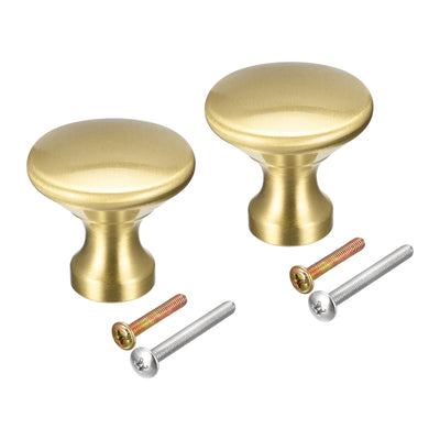 Harfington Uxcell 31x30mm Drawer Knobs, 2pcs Brass Wardrobe Door Pull Handles Gold Tone