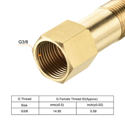 Harfington Brass Pipe Fitting G3/8  Adapter 50mm Extension Connector Hex Coupling 4 Pack