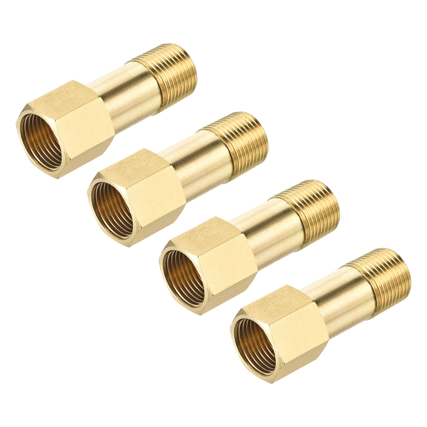 Harfington Brass Pipe Fitting G3/8  Adapter 50mm Extension Connector Hex Coupling 4 Pack