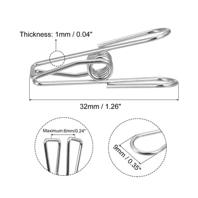 Harfington Uxcell Tablecloth Clips, 32mm Carbon Steel Clamps for Fixing Table Cloth, Silver 8 Pcs