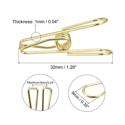 Harfington Uxcell Tablecloth Clips, 32mm Carbon Steel Clamps for Fixing Table Cloth, Gold 16 Pcs