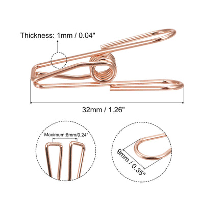Harfington Uxcell Tablecloth Clips 32mm Carbon Steel Clamps for Fixing Table Cloth Rose Gold 8Pcs