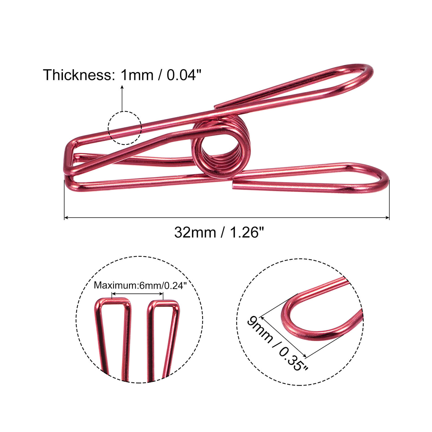uxcell Uxcell Tablecloth Clips, 32mm Carbon Steel Clamps for Fixing Table Cloth, Red 8 Pcs
