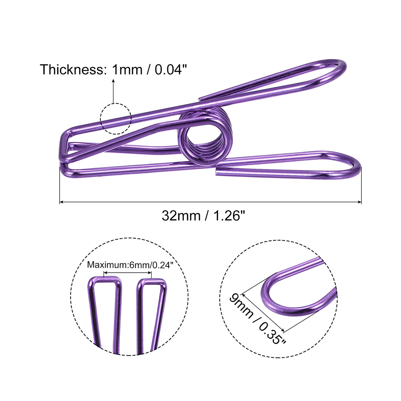 uxcell Uxcell Tablecloth Clips, 32mm Carbon Steel Clamps for Fixing Table Cloth, Purple 8 Pcs