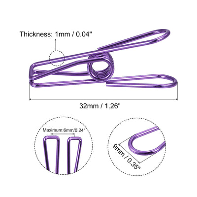 Harfington Uxcell Tablecloth Clips, 32mm Carbon Steel Clamps for Fixing Table Cloth, Purple 8 Pcs