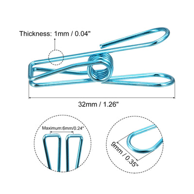 Harfington Uxcell Tablecloth Clips, 32mm Carbon Steel Clamps for Fixing Table Cloth, Blue 25 Pcs