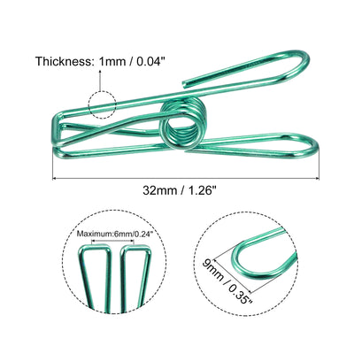 Harfington Uxcell Tablecloth Clips, 32mm Carbon Steel Clamps for Fixing Table Cloth, Green 25 Pcs