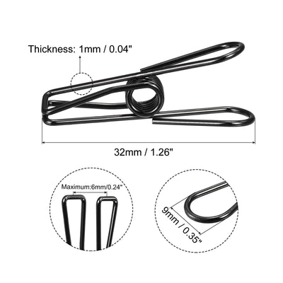 Harfington Uxcell Tablecloth Clips, 32mm Carbon Steel Clamps for Fixing Table Cloth, Black 8 Pcs