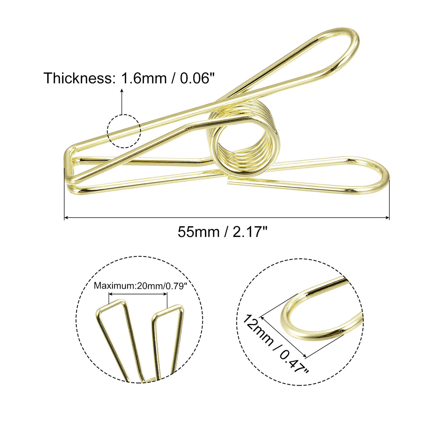 uxcell Uxcell Tablecloth Clips, 55mm Carbon Steel Clamps for Fixing Table Cloth, Gold 8 Pcs