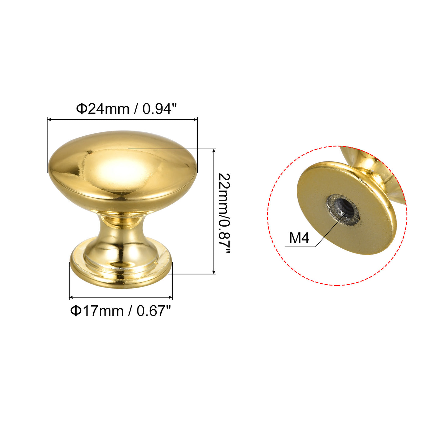 uxcell Uxcell Drawer Knobs, 10pcs 24mm(0.94") Round Pull Handles Zinc Alloy Gold Tone