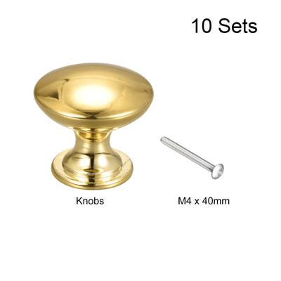 Harfington Uxcell Drawer Knobs, 10pcs 24mm(0.94") Round Pull Handles Zinc Alloy Gold Tone