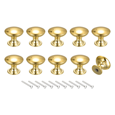 Harfington Uxcell Drawer Knobs, 10pcs 24mm(0.94") Round Pull Handles Zinc Alloy Gold Tone
