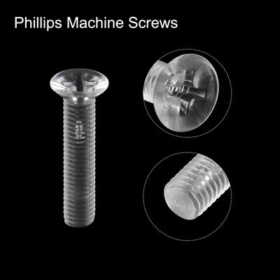 Harfington Uxcell M5x25mm Plastic Phillips Machine Screws, PC Flat Head Machine Bolts 25pcs