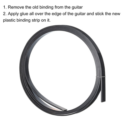 Harfington Plastic Binding Purfling Strip 1650x6x1.5mm for Guitar Black