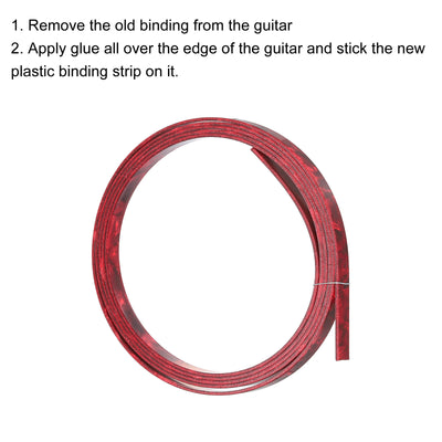 Harfington Plastic Binding Purfling Strip 1650x6x1.5mm for Guitar Burgundy 2 Pack