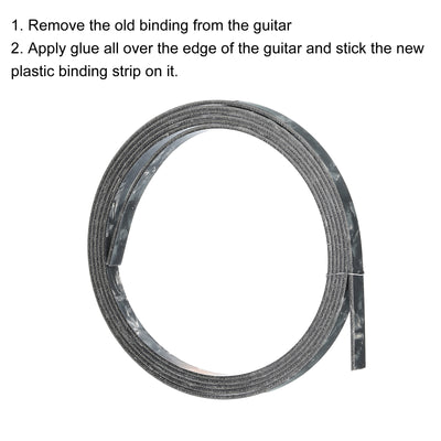 Harfington Plastic Binding Purfling Strip 1650x6x1.5mm for Guitar Black White 2 Pack