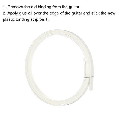 Harfington Plastic Binding Purfling Strip 1650x7x1.5mm for Guitar White 2 Pack