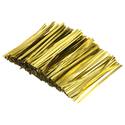 Harfington Foil Twist Ties 4" Plastic Closure Tie for Bread, Candy Gold Tone 750pcs