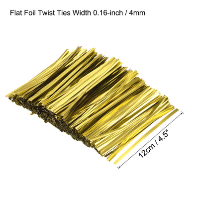 Harfington Foil Twist Ties 4.5" Plastic Closure Tie for Bread, Candy Gold Tone 750pcs
