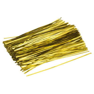 Harfington Foil Twist Ties 8" Plastic Closure Tie for Bread, Candy Gold Tone 750pcs