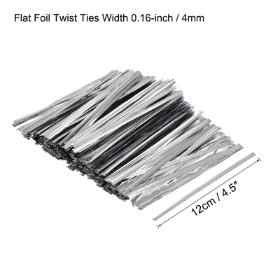 Harfington Foil Twist Ties 4.5" Plastic Closure Tie for Bread, Candy Silver Tone 750pcs