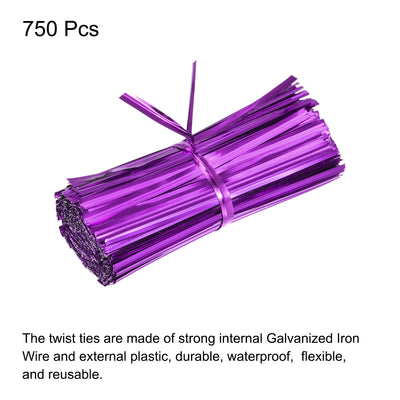 Harfington Foil Twist Ties 2.5" Plastic Closure Tie for Bread, Candy Purple 750pcs
