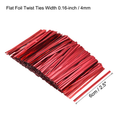 Harfington Foil Twist Ties 2.5" Plastic Closure Tie for Bread, Candy Red 750pcs