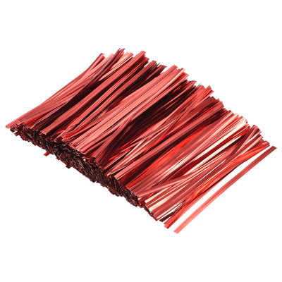 Harfington Foil Twist Ties 4" Plastic Closure Tie for Bread, Candy Red 750pcs