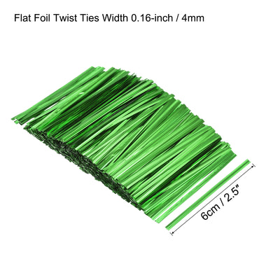 Harfington Foil Twist Ties 2.5" Plastic Closure Tie for Bread, Candy Green 750pcs