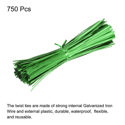 Harfington Foil Twist Ties 8" Plastic Closure Tie for Bread, Candy Green 750pcs