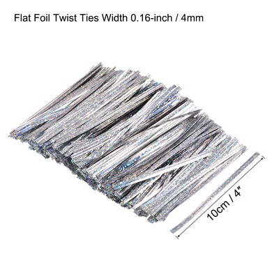 Harfington Foil Twist Ties 4" Plastic Closure Tie Crafts Holographic Silver Tone 480pcs