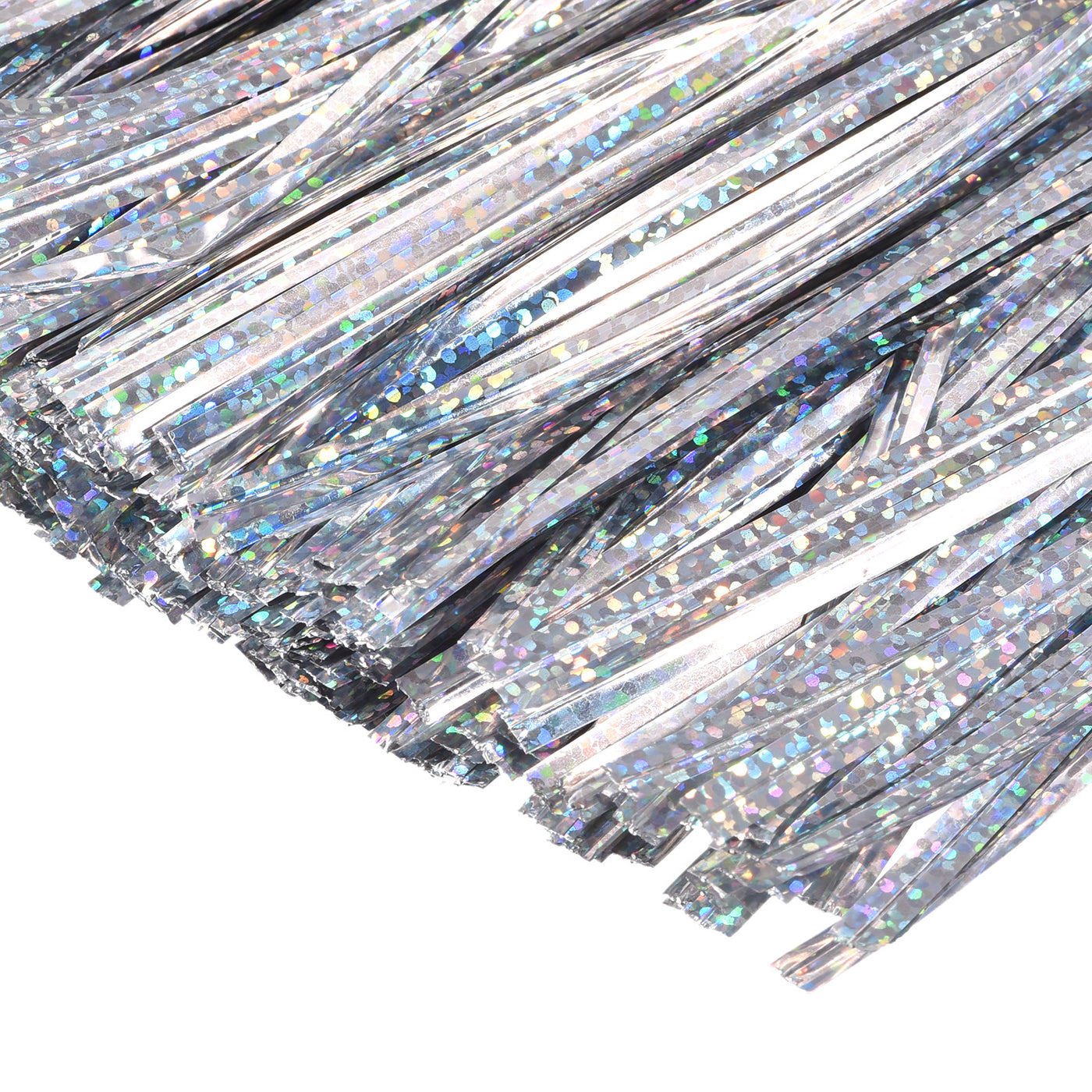 Harfington Foil Twist Ties 4" Plastic Closure Tie Crafts Holographic Silver Tone 480pcs