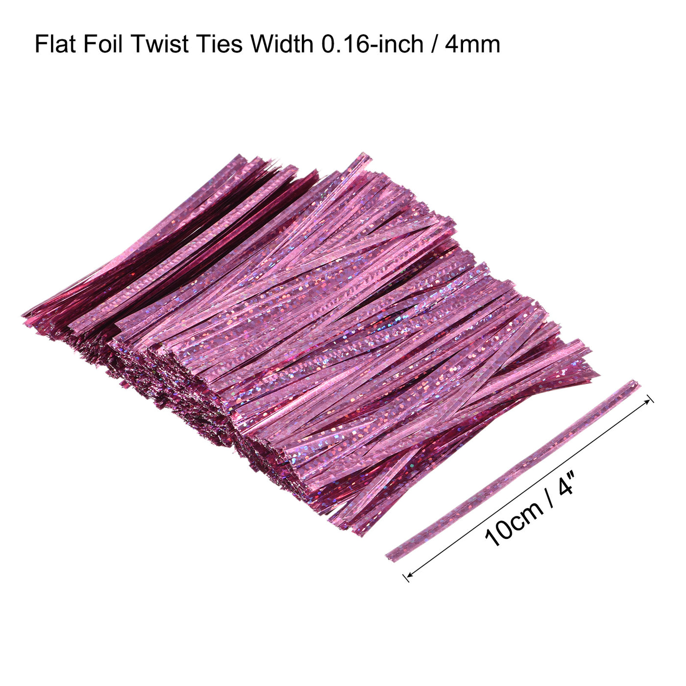 Harfington Foil Twist Ties 4" Plastic Closure Tie for Bread, Candy Holographic Pink 500pcs
