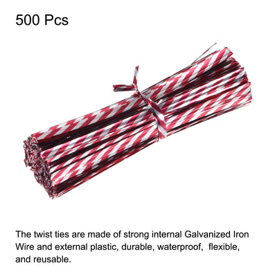 Harfington Foil Twist Ties 4" Plastic Closure Tie for Bread, Candy Holographic Red 500pcs