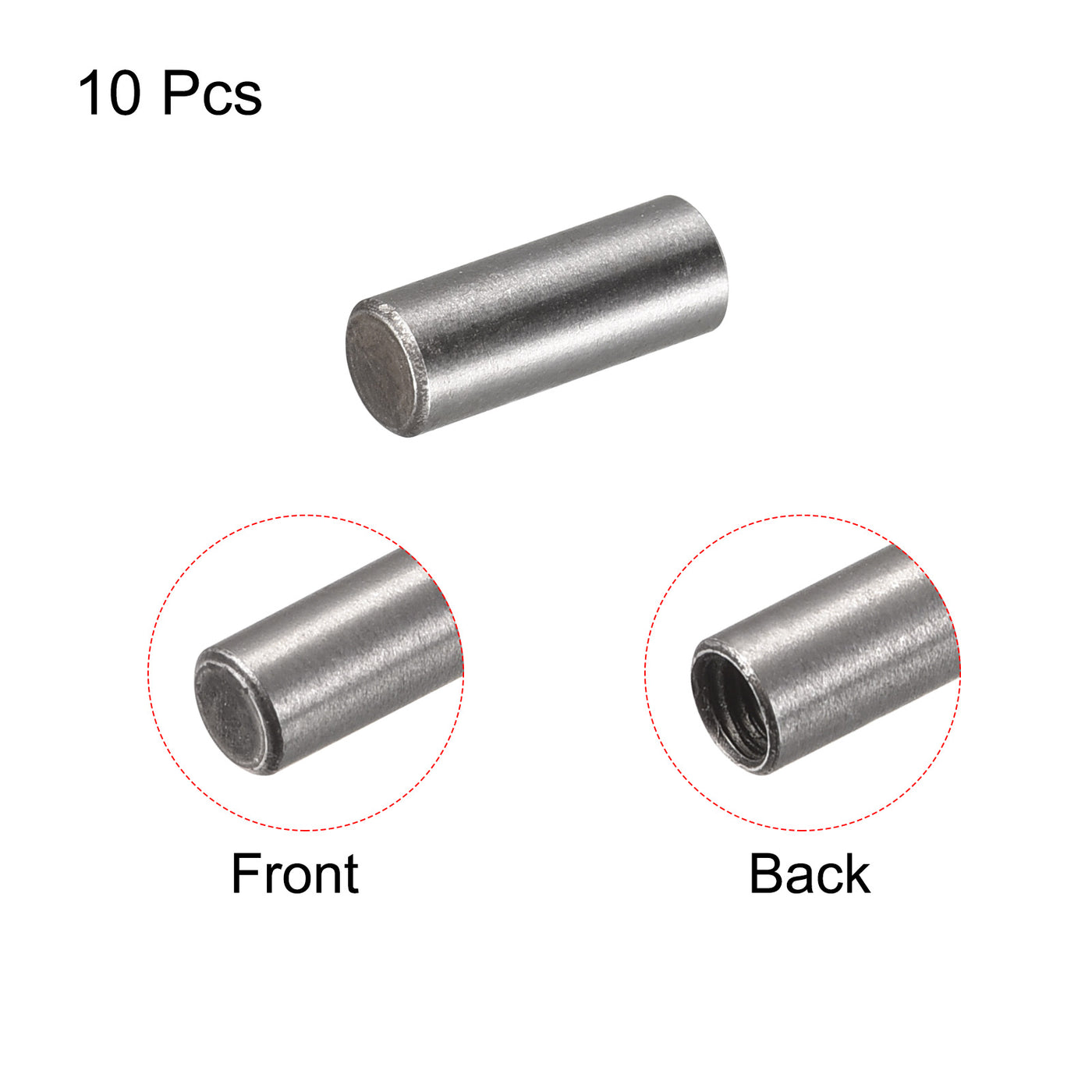 uxcell Uxcell Carbon Steel Dowel Pin 4 x 10mm M3 Female Thread Cylindrical Shelf Support Pin 10Pcs