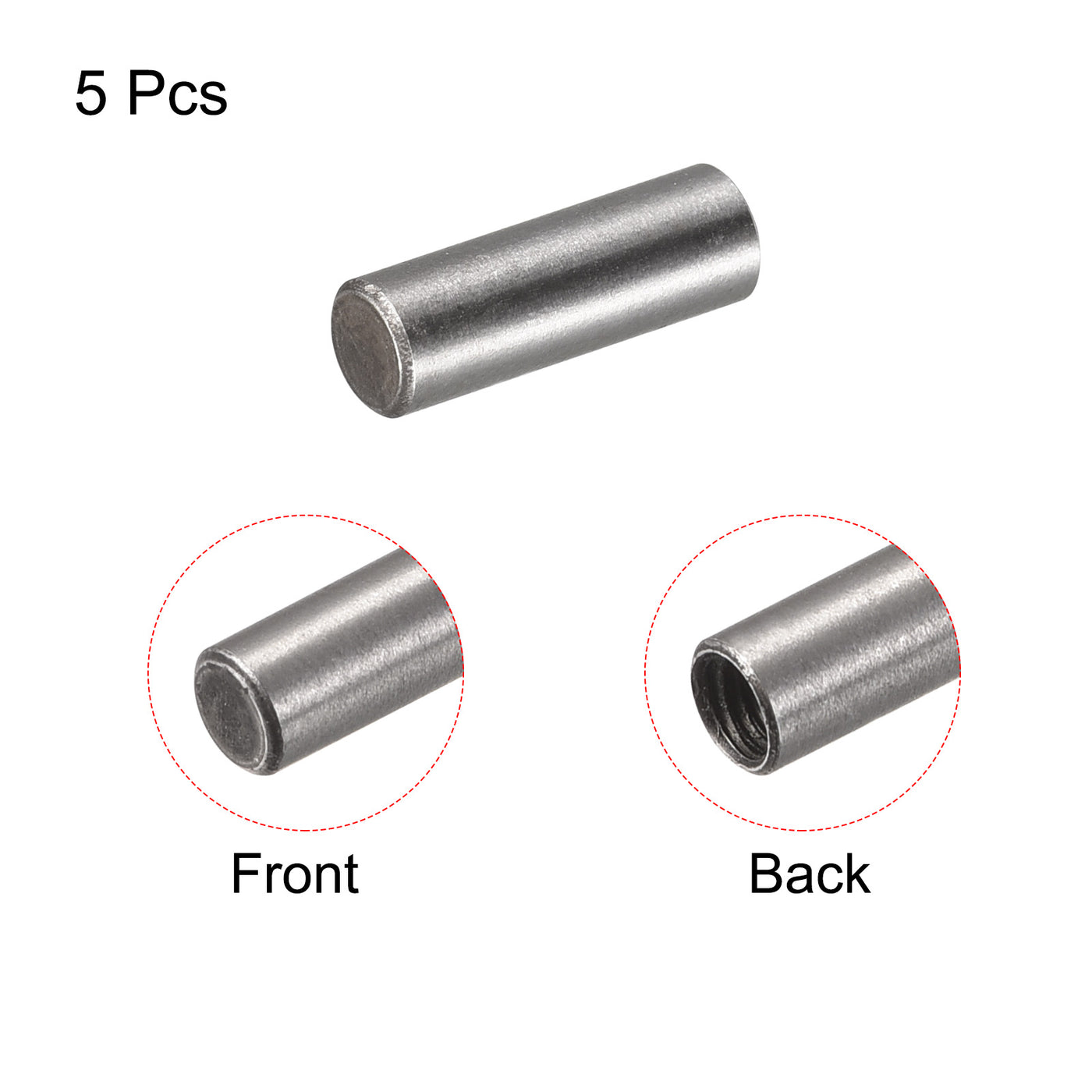 uxcell Uxcell Carbon Steel Dowel Pin 4 x 12mm M3 Female Thread Cylindrical Shelf Support Pin 5Pcs
