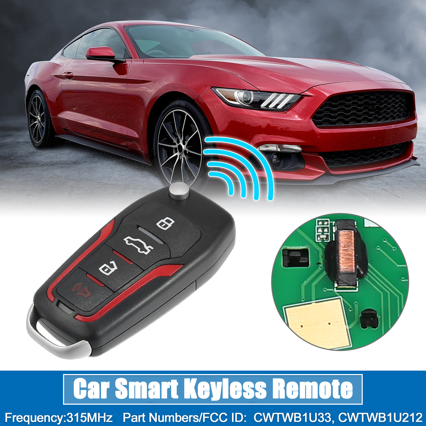 X AUTOHAUX 4 Button Car Keyless Entry Remote Control Replacement Key Fob Proximity Smart Fob CWTWB1U331 for Ford Explorer 2002-2010 315MHz Chip 63 80