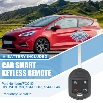 Harfington 4 Button Car Keyless Entry Remote Control Replacement Key Fob Proximity Smart Fob CWTWB1U793 for Ford Fiesta 2015-2019 315MHz Chip 63 80