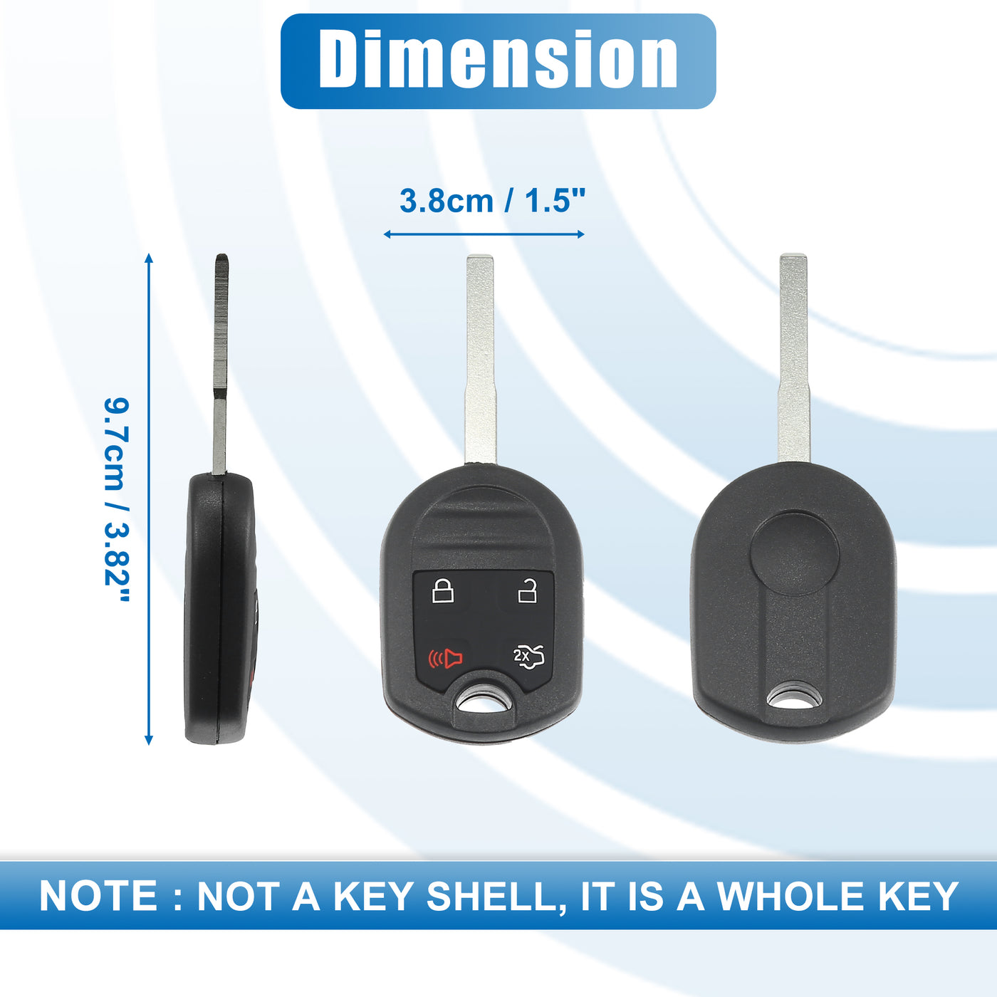 X AUTOHAUX 4 Button Car Keyless Entry Remote Control Replacement Key Fob Proximity Smart Fob CWTWB1U793 for Ford Fiesta 2015-2019 315MHz Chip 63 80