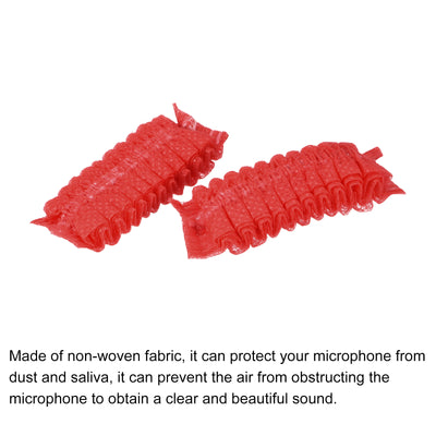Harfington Disposable Microphone Cover Mic Windscreen Covers Non-Woven Red for Handheld Microphone, Pack of 120