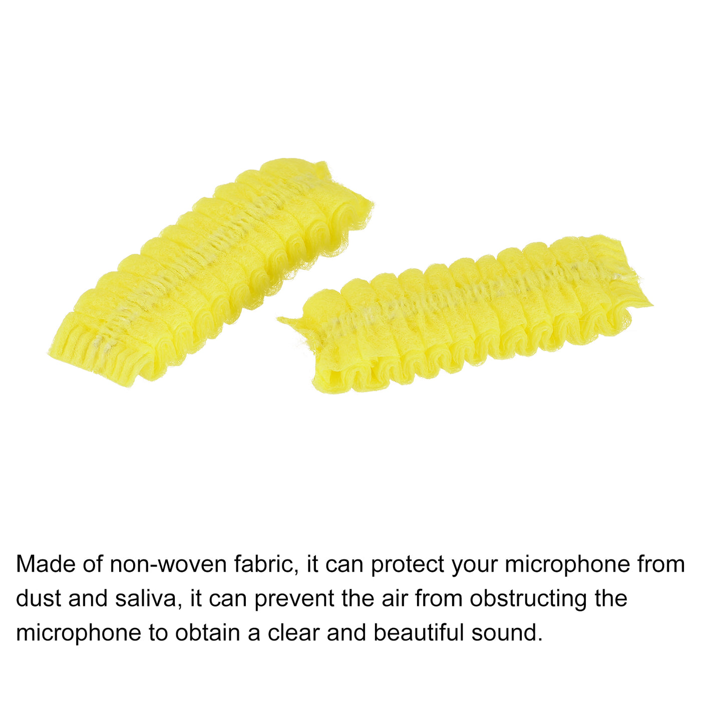 Harfington Disposable Microphone Cover Mic Windscreen Covers Non-Woven Yellow for Handheld Microphone, Pack of 50