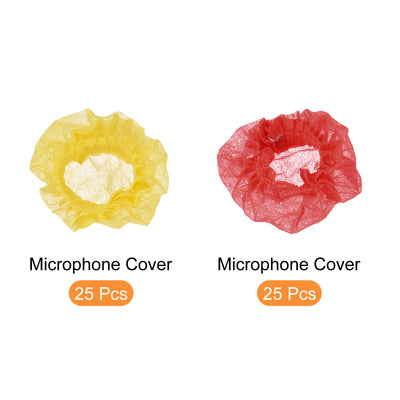 Harfington Disposable Microphone Cover Mic Windscreen Covers Non-Woven Red/Yellow for Handheld Microphone, Pack of 50