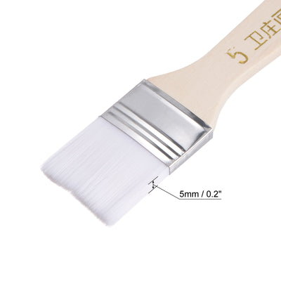 Harfington Uxcell 1.2" Width Small Paint Brush Nylon Bristle with Wood Handle Tool, White 3Pcs